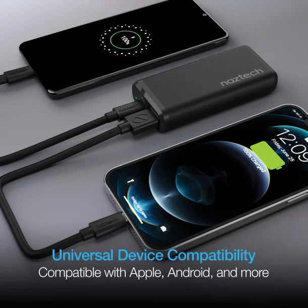 Naztech® 4,000 mAh Dual Output USB-C® and USB Portable Power Bank