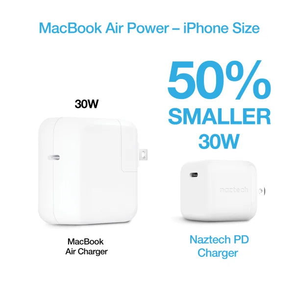 Naztech® 30-Watt Power Delivery Wall Charger with 6 ft. USB-C® to MFI Lightning® Cable, White
