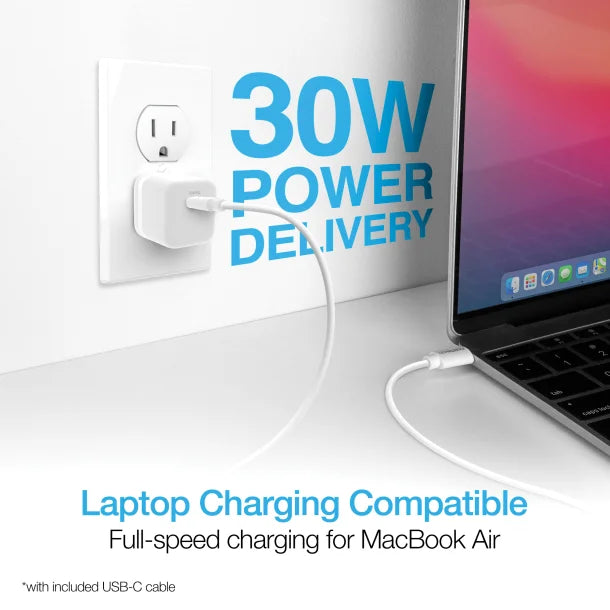 Naztech® 30-Watt Power Delivery Wall Charger with 6 ft. USB-C® to MFI Lightning® Cable, White