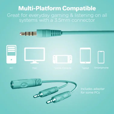 HyperGear® Kombat Kitty Gaming Headset for Kids (Teal)