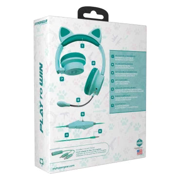 HyperGear® Kombat Kitty Gaming Headset for Kids (Teal)