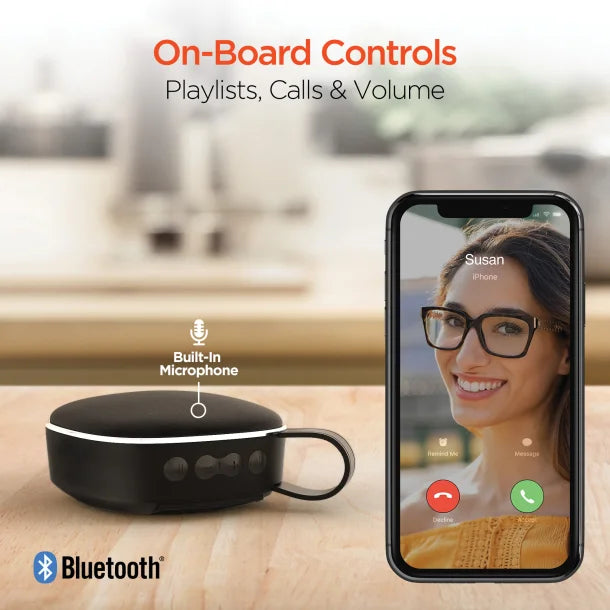 HyperGear® Fabrix Mini Portable Bluetooth® Rechargeable Speaker with Microphone (Black)