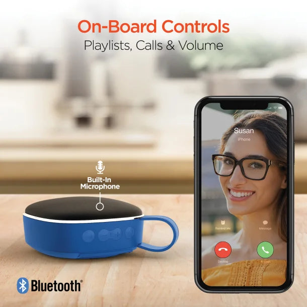 HyperGear® Fabrix Mini Portable Bluetooth® Rechargeable Speaker with Microphone (Blue)