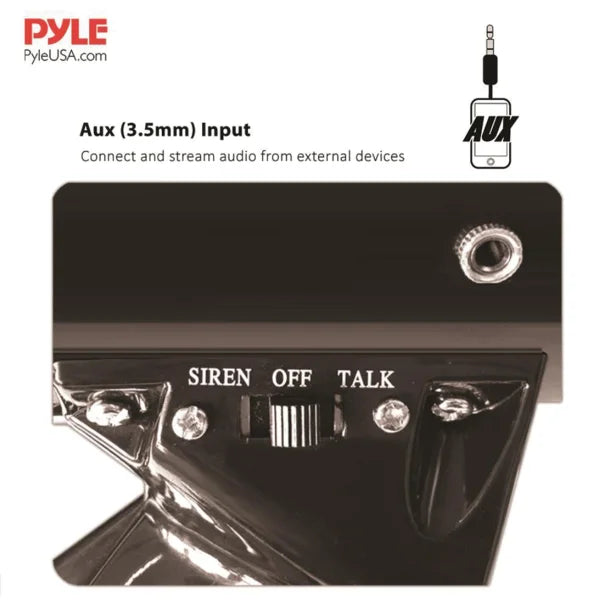 Pyle® 50-Watt Megaphone Bullhorn with Aux, Siren, and Talk Modes