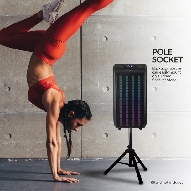 IQ Sound® Sound Traveler 20-Watt-Continuous-Power Portable Backpack Speaker with Wired Microphone and Remote