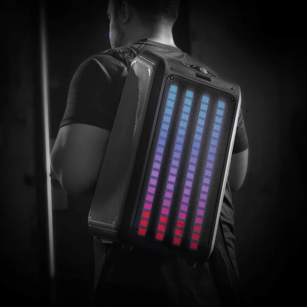 IQ Sound® Sound Traveler 20-Watt-Continuous-Power Portable Backpack Speaker with Wired Microphone and Remote