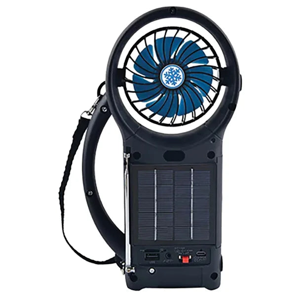 Supersonic® Portable Bluetooth® Solar-Powered Speaker with FM Radio, LED Torch Light, and Fan, Black, SC-1073ERF