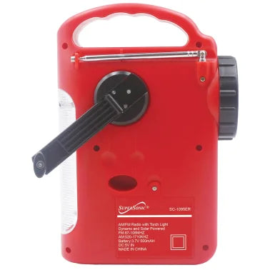 Supersonic® 5-Way Emergency Solar/Hand Crank Radio with Flashlight