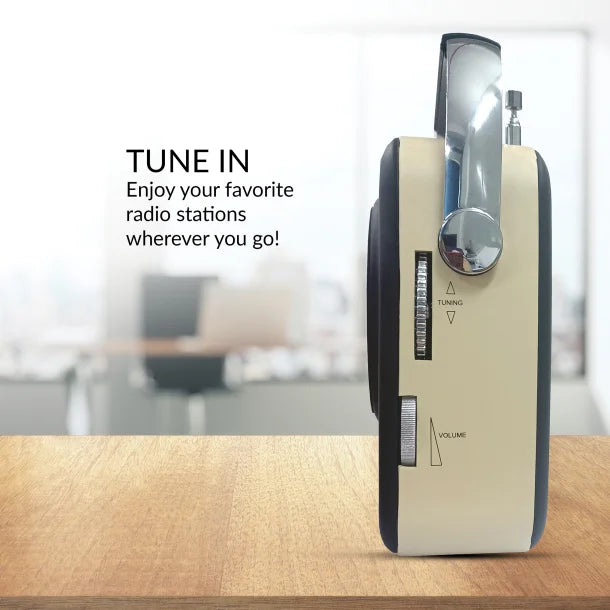 Supersonic® Retro Portable AM/FM Radio with Bluetooth®, SC-1201 (Black)