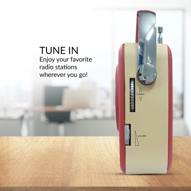 Supersonic® Retro Portable AM/FM Radio with Bluetooth®, SC-1201 (Red)