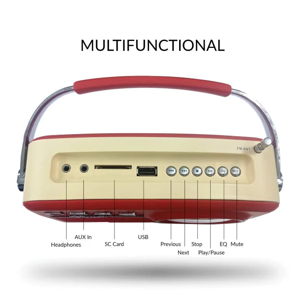 Supersonic® Retro Portable AM/FM Radio with Bluetooth®, SC-1201 (Red)