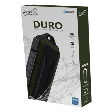 Supersonic® DURO Water-Resistant Portable Bluetooth® Portable Speaker with Speakerphone, SC-1454IPX (Green)