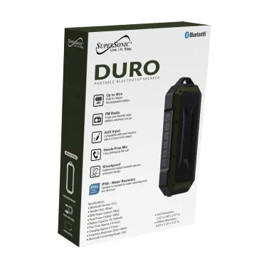 Supersonic® DURO Water-Resistant Portable Bluetooth® Portable Speaker with Speakerphone, SC-1454IPX (Green)
