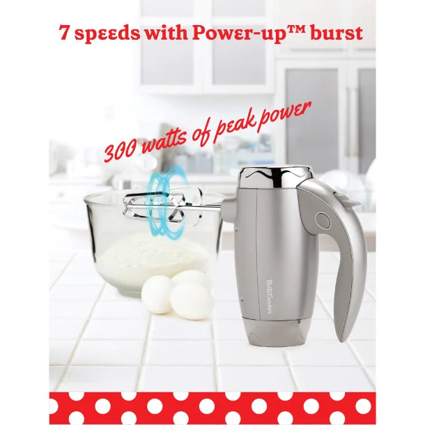 Betty Crocker® 7-Speed Corded Electric Power Up™ Hand Mixer with Stand (Silver)