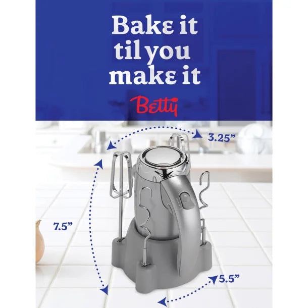 Betty Crocker® 7-Speed Corded Electric Power Up™ Hand Mixer with Stand (Silver)