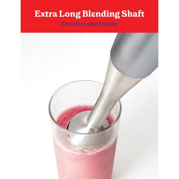 Betty Crocker® 2-Speed Corded Electric Hand Blender with Beaker, Chopper, and Whisk (Silver)