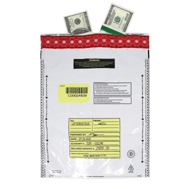 Nadex Coins™ 12 In. x 16 In. Opaque Tamper-Evident Cash and Coin Bank Deposit Bags for Fraud Prevention (50 Pack)