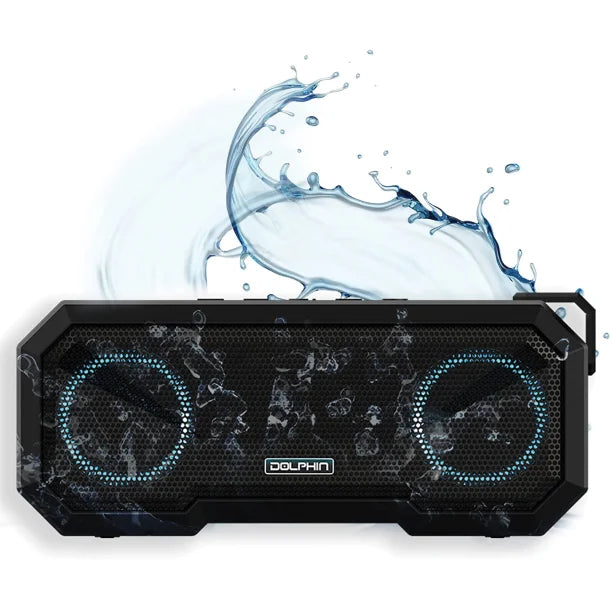Dolphin® Audio DR-40 Diver Mini 20-Watt-Continuous-Power Bluetooth® Waterproof Portable Speaker with Lights and Speakerphone