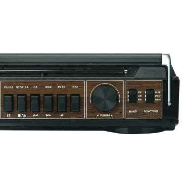 Audiobox® RXC-25BT 10-Watt Portable Cassette Player and Recorder Boombox with 3-Band Radio, Bluetooth®, and Speakers (Black)