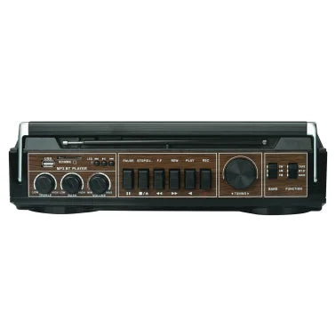 Audiobox® RXC-25BT 10-Watt Portable Cassette Player and Recorder Boombox with 3-Band Radio, Bluetooth®, and Speakers (Black)