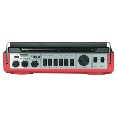 Audiobox® RXC-25BT 10-Watt Portable Cassette Player and Recorder Boombox with 3-Band Radio, Bluetooth®, and Speakers (Red)
