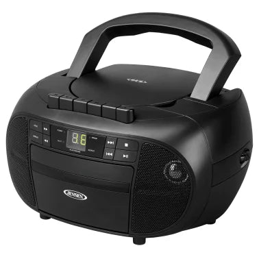 JENSEN® Portable CD Music System with Cassette Player/Recorder and AM/FM Stereo Radio, CD-550 (Black)