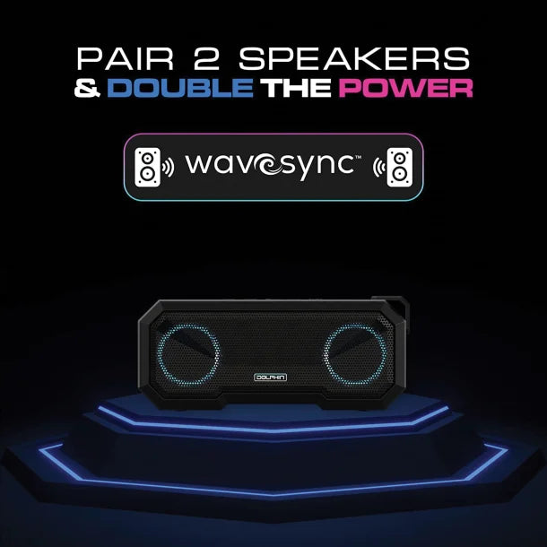 Dolphin® Audio DR-40 Diver Mini 20-Watt-Continuous-Power Bluetooth® Waterproof Portable Speaker with Lights and Speakerphone