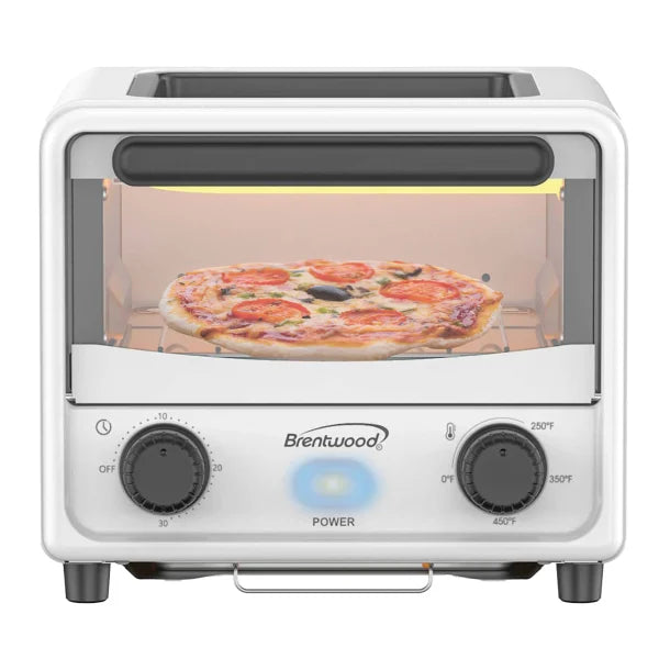 Brentwood® 183-Cu. In. (3-L) 500-Watt Stainless Steel Mini Toaster Oven (White)