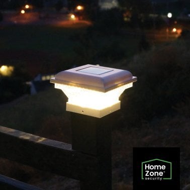 Home Zone Security® Outdoor Solar Post Cap Lights for 3.5-In. x 3.5-In. and 4-In. x 4-In. Posts, 2 Pack (White)