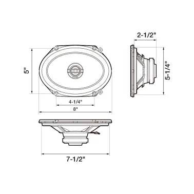 Pioneer® G-Series 6" x 8" 250-Watt 2-Way Coaxial Speakers