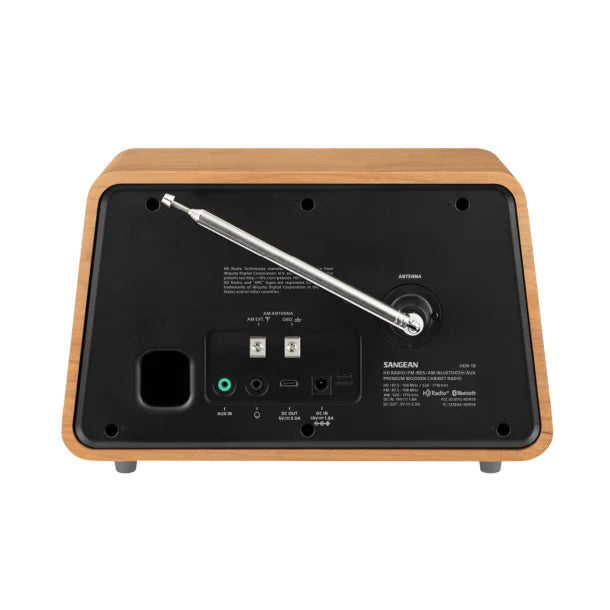 Sangean® HD Radio™/AM/FM-RDS/Bluetooth® Wooden Cabinet Tabletop Radio, Natural Cherry, HDR-19