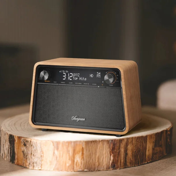 Sangean® HD Radio™/AM/FM-RDS/Bluetooth® Wooden Cabinet Tabletop Radio, Natural Cherry, HDR-19