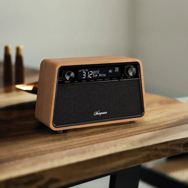 Sangean® HD Radio™/AM/FM-RDS/Bluetooth® Wooden Cabinet Tabletop Radio, Natural Cherry, HDR-19
