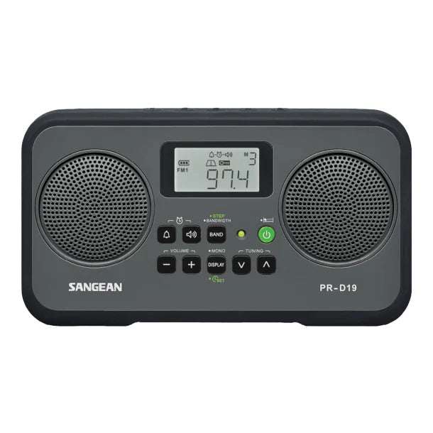 Sangean® AM/FM Stereo Digital Tuning Portable Radio, PR-D19, Gray with Black Protective Bumper
