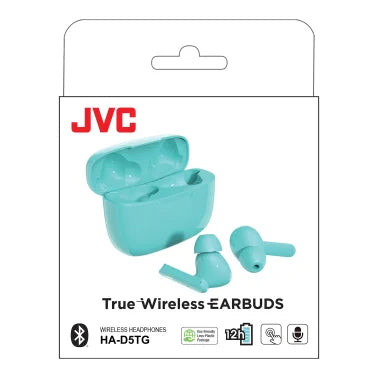 JVC® Ultra-Compact Bluetooth® Earbuds, True Wireless with Charging Case, HA-D5T (Green)