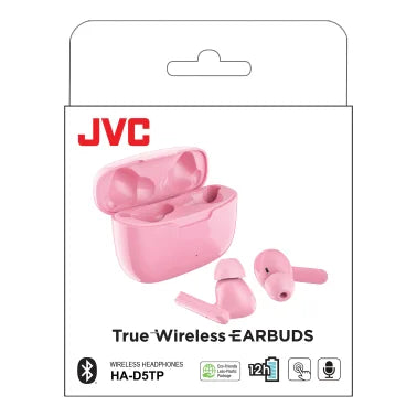 JVC® Ultra-Compact Bluetooth® Earbuds, True Wireless with Charging Case, HA-D5T (Pink)