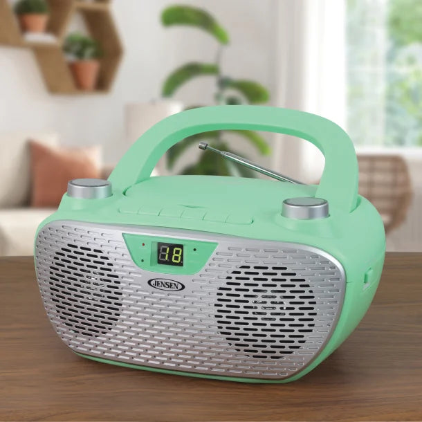 JENSEN® CD-485 1-Watt Portable Stereo CD Player with AM/FM Radio (Green)