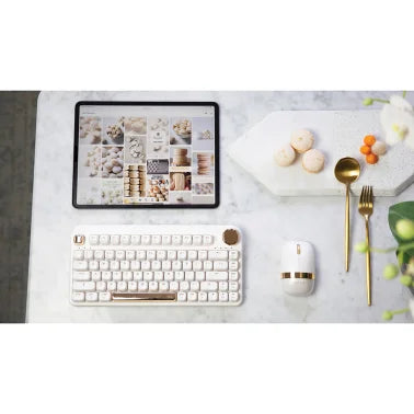 Azio IZO Bluetooth® and USB Mechanical Computer Keyboard, Blue Switches (White Blossom)