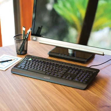 Azio KB505U Vision USB Wired Computer Keyboard for PC, Large Print, 3-Color Backlight, Black