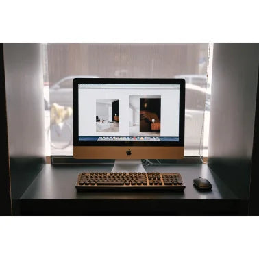 Azio Retro Classic Bluetooth®/USB Hybrid Computer Keyboard for Mac® and PC, Backlit (Elwood Wood)