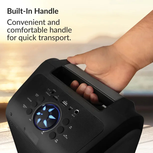 IQ Sound® Sound Traveler 20-Watt-Continuous-Power Portable Backpack Speaker with Wired Microphone and Remote