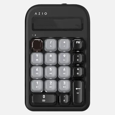 Azio IZO Wireless Numeric Keypad and Calculator for Mac® and PC Laptops, Backlit (Black Willow)