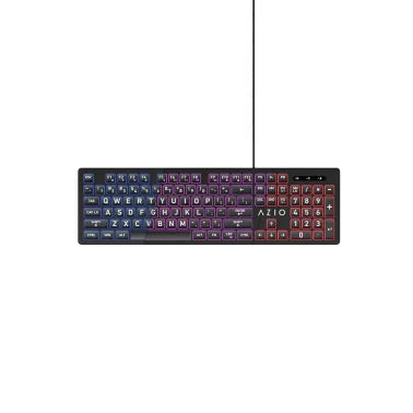 Azio KB512 Vision USB Wired Computer Keyboard for PC, 3-Color Backlight, Black