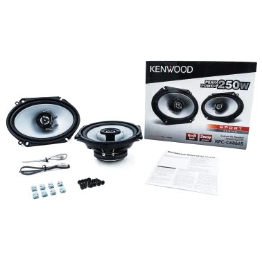 KENWOOD® Sport Series KFC-6866S 6-In. x 8-In., 250-Watt-Max 2-Way Full-Range Coaxial Speakers, Black, 2 Pack
