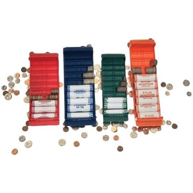 Nadex Coins™ Rolled Coin Storage Organizer Tray Set with Ridges for Loose Coins