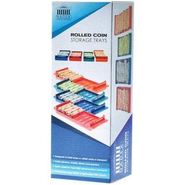 Nadex Coins™ Rolled Coin Storage Organizer Tray Set with Ridges for Loose Coins