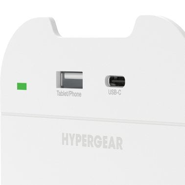 HyperGear® Multi-Plug 5-Outlet Wall Tap with USB-C® and USB Ports, White