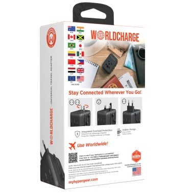 HyperGear® WorldCharge Universal Travel Adapter with USB/USB-C® (Black)