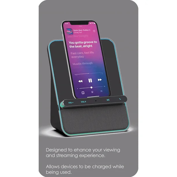 Azpen® 10-Watt Fast Wireless Charging Sound Hub with Bluetooth® Speakers, and Speakerphone, D5