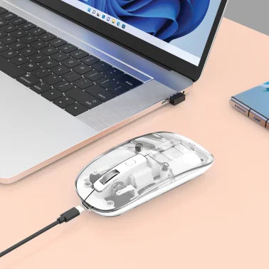 Manhattan® Transparent Wireless Optical Computer Mouse, 3 Buttons, 2.4 GHz (White)